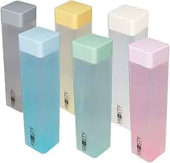 Frosty Square Fridge Water Bottles Set of 6 | 1 Litre BPA Free Plastic Fridge Bottles | Slim Refrigerator Water Bottle Set for Home & Office