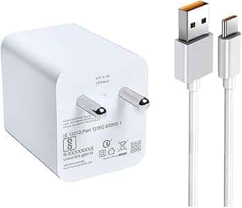 67WT DS Ultra Fast Type-C Charger for Motorola One Macro, LG G8s ThinQ, LG V60 ThinQ, Meizu X8, Sharp Aquos R3, Sam-Sung Galaxy M41, Xiaomi Xperia XA3 Plus, Lenovo K6 (VS-13,WT)