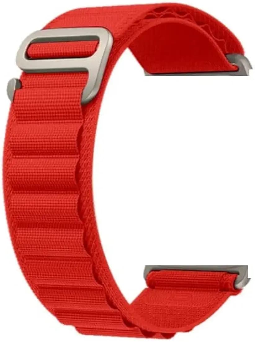 Smart Watch Strap 20mm Nylon Loop Compatible with Amazfit Active 2 Round Premium Edition Smart Watch - Sports Hook Band - Red