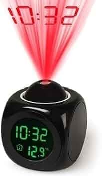 Digital Alarm Clock with Projector Time Display Watch with Indoor Temperature, Smart Night Light, Bold Numbers for Bedroom,Table,Office,Home