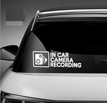 Car Camera Recording Warning Sticker | CCTV Recording Warning Decal for Car Exterior | Dash Cam & Vehicle Surveillance Vinyl Sticker for Windshield & Rear Window (White)