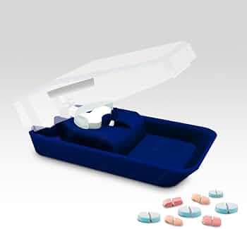 OTICA Best Pill Cutter and Splitter Daily Usage, Safely Cut Pills and Vitamins Tablets, Pill Cutter For Precise Separation, Stainless Steel Blade, Travel Sized (Blue, 1 Unit)