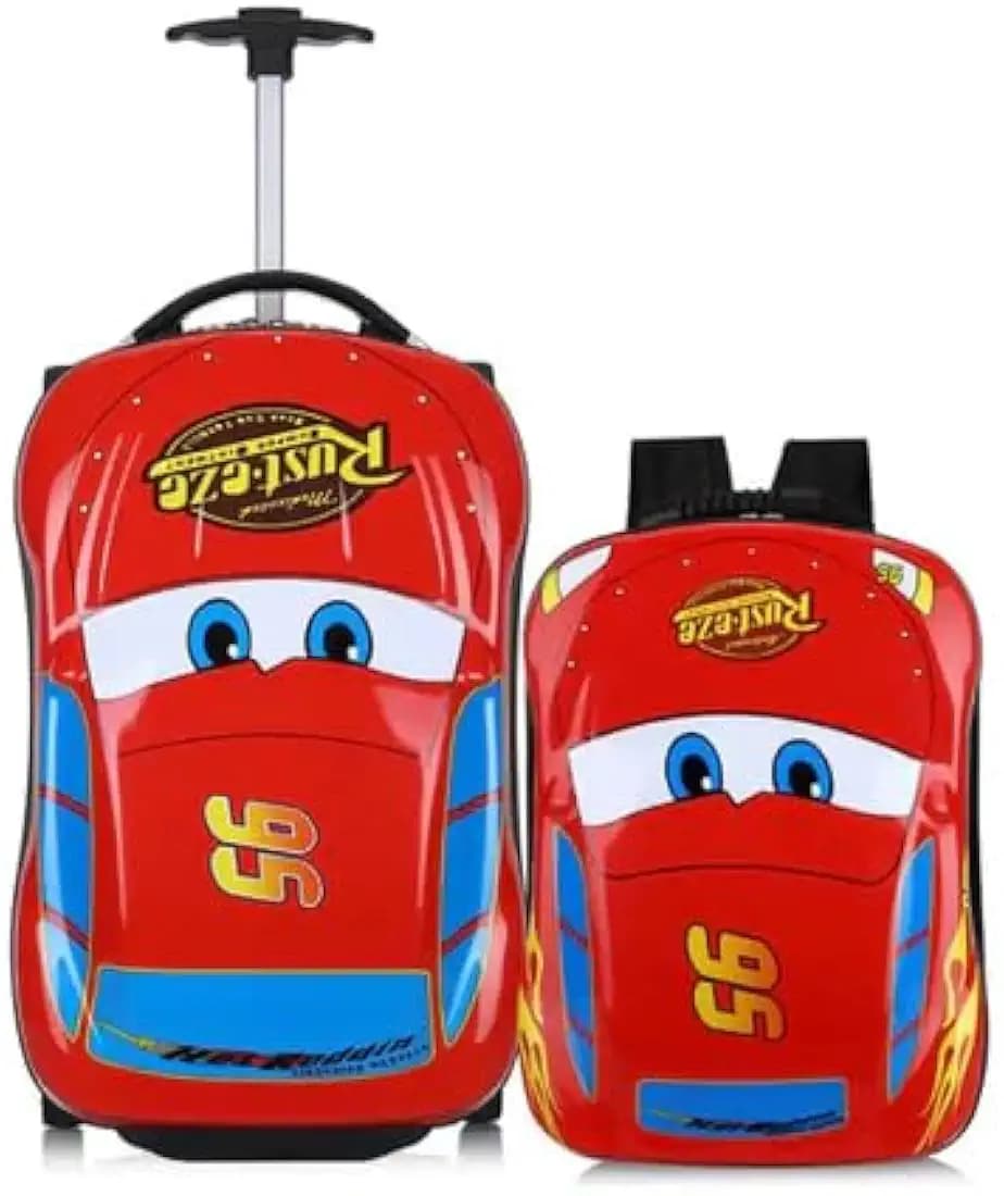 17" & 13" Inch Car-Shaped Trolley Bag with Backpack : Travel in Style (RED)