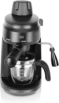 Black+Decker BXCM0401IN 870W 4-Cup Espresso & Cappuccino Coffee Maker with Frothing Function | Detachable Drip Tray for Easy Cleaning | 2-year Warranty -(Black)