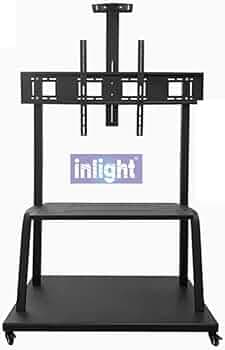 Inlight Rolling/Mobile TV Cart with Wheels for 60-100 Inch LCD LED 4K Flat Screen TVs, TV Floor Stand with Shelf Holds Up to 120 Kgs | Adjustable Height Trolley Max VESA 900 x 600 mm