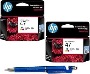 HP 47 Ink Cartridge (Colour) Twin (Set of 2) with 3in1 Multi-Function Mobile Phone Stand, Stylus Pen, Anti-Metal Texture Rotating Ballpoint Pen (Very Colors)