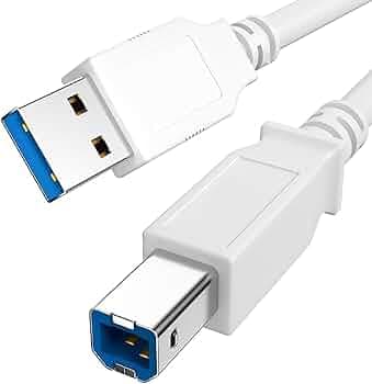 Atevon USB 3.0 High-Speed Printer Cable 10M – A Male to B Male USB Cord for HP, Canon, Scanner, Printer, Computer & Laptop – White/Black