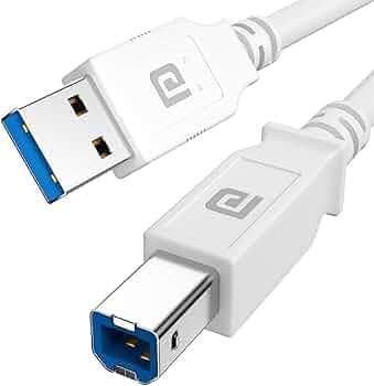 Portronics PrintLink 1.5 Printer Cable with USB Type-A to USB Type-B Male Connectors, 1.5 Meters / 5 Ft Long, High-Speed Transfer Cord for Printers & Scanners (White)