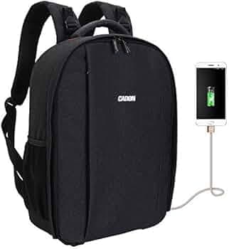 CADeN Camera Backpack Professional DSLR Bag with USB Charging Port Rain Cover, Photography Laptop Backpack for Women Men Waterproof, Camera Case Compatible for Sony Canon Nikon Lens Tripod Accessories