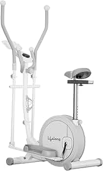 Lifelong Elliptical Cross Trainer Bike for Home Use | Cycling Machine | Exercise Machine with Touch LED Screen Display, Adjustable Seat |6kg Flywheel|Magnetic Adjustable Resistance & iPad Holder-white