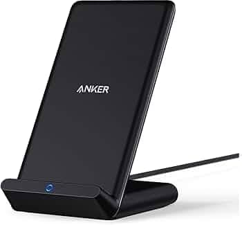 Anker Wireless Charger, PowerWave Stand, Qi-Certified for iPhone SE, 11, 11 Pro, 11 Pro Max, XR, Xs Max, XS, X, 8, 8 Plus, 10W Fast-Charging Galaxy S20 S10 S9 S8, Note 10 Note 9 (No AC Adapter)