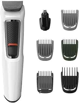PHILIPS MG3721/65 Multi-Grooming Series 3000 7-in-1 for Face-Hair-Body-Nose and Ear Kit Grooming Kit 60 min Runtime Trimmer for Men, White
