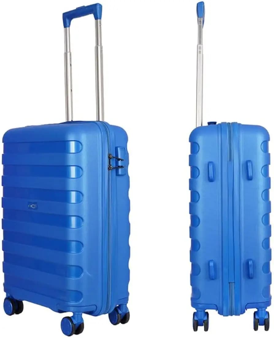 RCS Polypropylene Hardside Small Size Cabin Luggage Suitcase 360 Degree 8 Super Wheels Trolley Bags for Travel 56 Cm (Blue, 20-inch)