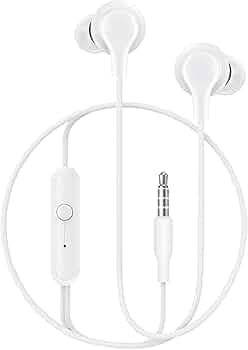 Earphones for iQOO Z7s 5G / Z 7 s Earphones Original Like Wired in-Ear Headphones Stereo Deep Bass Hands-Free Headset Earbud with Built in-line Mic, 3.5mm Jack (VIW3, White)