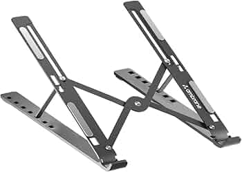 Ambrane Laptop & Mobile Metal Body Stand, Portable & Foldable Design & Height Adjustable OverHeating Protection for Dell, Mac Book Air/Pro, Lenovo, Acer, Hp, Asus & Other Tablets (Workpad, Black)