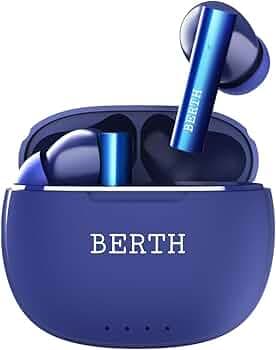 BERTH X50 Buds 45H Playtime, Dual Pairing, 13mm Speakers, ENC, IPX5, 45ms Low Latency True Wireless Bluetooth, Fast Charging, Bluetooth Wireless Earbuds (Blue)