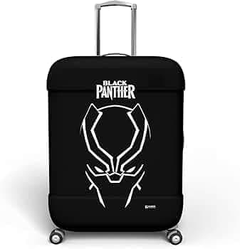 Kuber Industries Marvel Black Panther Spinner Luggage Cover|Polyester Travel Suitcase Cover|Washable|Stretchable Suitcase Protector|26-30 Inch|Large (Black), 30. Cm, H-75 Cm
