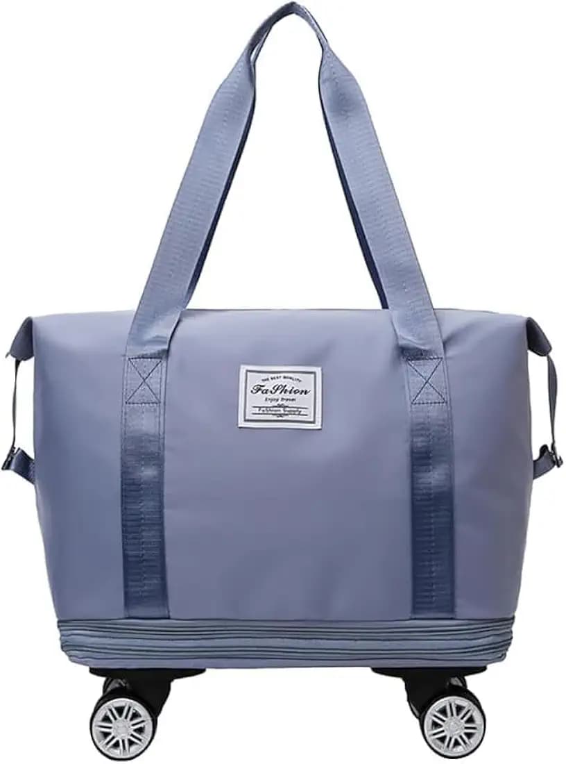 2Layer Nylon Duffle Trolley Bag for Traveling/Extendable Luggage with 4 Wheels/Waterproof Travel Bag/Convertible Luggages for Men and Women/Travelling Bags(Black)