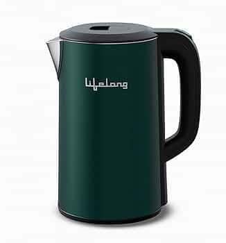Lifelong Electric Kettle 1.6 Litre | 1350W Kettle with Double Wall & Cool Touch Body | Fast Water Boiling Kettle with Auto Shut Off | Stainless Steel with Overheat Protection (Green, LLEKP04)