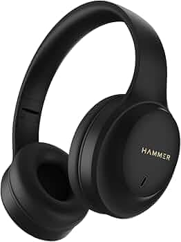 HAMMER Vibe ENC Bluetooth Headphone, 40mm Driver, Dual Pairing, 50hrs Playtime, Voice Assistant, BT V5.4, Game Mode, Soft Cushions, Lightweight Headphones for Music, Gaming and Calls (Black)