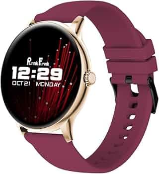 PunnkFunnk Glavito Round Dial Smartwatch 1.49" AMOLED Display, 100+ Sports Modes, IP67, Health Tracking, Bluetooth Calling, Functional Crown Control, 100+ Watch Faces for Men & Women (Maroon)