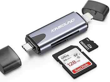 Kinsound Metal Body 4 in 1 with OTG, SD&TF Card Reader for iPhone with Type C,Lighting,Portable Memory Card Reader.Compatible with TF,SD,SDHC,SDXC,MMC,RS-MMC,Micro SDXC for iPhone & Android Phone