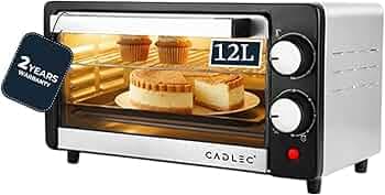 Cadlec Cruise_5 Multi-Function OTG for Kitchen, 12 Litre, 1000W, Oven Toaster Griller, Adjustable Temperature & Timer, Bake, Grill & Toast, Oven for Baking - Silver
