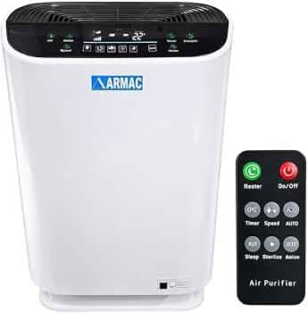 ARMAC Air Purifier for Home & Office, 3-in-1 Pre-Filter + H13 True HEPA + Activated Carbon + UV Filter, Removes 99.99% Dust, Allergens, Smoke, Pet Dander & Pollutants – AP551 White