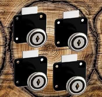 Smart Shophar Steel Kiwi Multipurpose Cabinet Drawer Lock for Cupboard Wardrobe Office Furniture Security Safe Locking Solution Durable Keys Storage Units Safety & Durability Black Silver Pack of 4