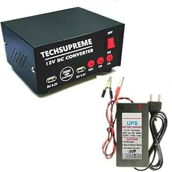 TECHSUPREME 200 W Converter 12v DC to AC Inverter kit - SMPS, Lap Top, LED TV,Incubator &12 Volt 7 amp Battery Charger
