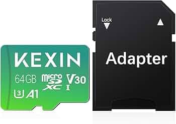 KEXIN 64GB Micro SD Card with SD Adapter, microSDXC UHS-I U3 V30 A1 Memory Card, 95MB/s Read 40MB/s Write, 4K/8K UHD High Speed TF Card for GoPro, Drone, Action Camera, Android Phone (1 Pack)