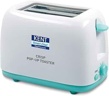 KENT Crisp Pop Up Toaster 750 Watts | 2 Slice Automatic Pop Up Electric Toaster | 6 Heating Modes | Auto Shut Off | Removable Bread Crumbs Tray | White