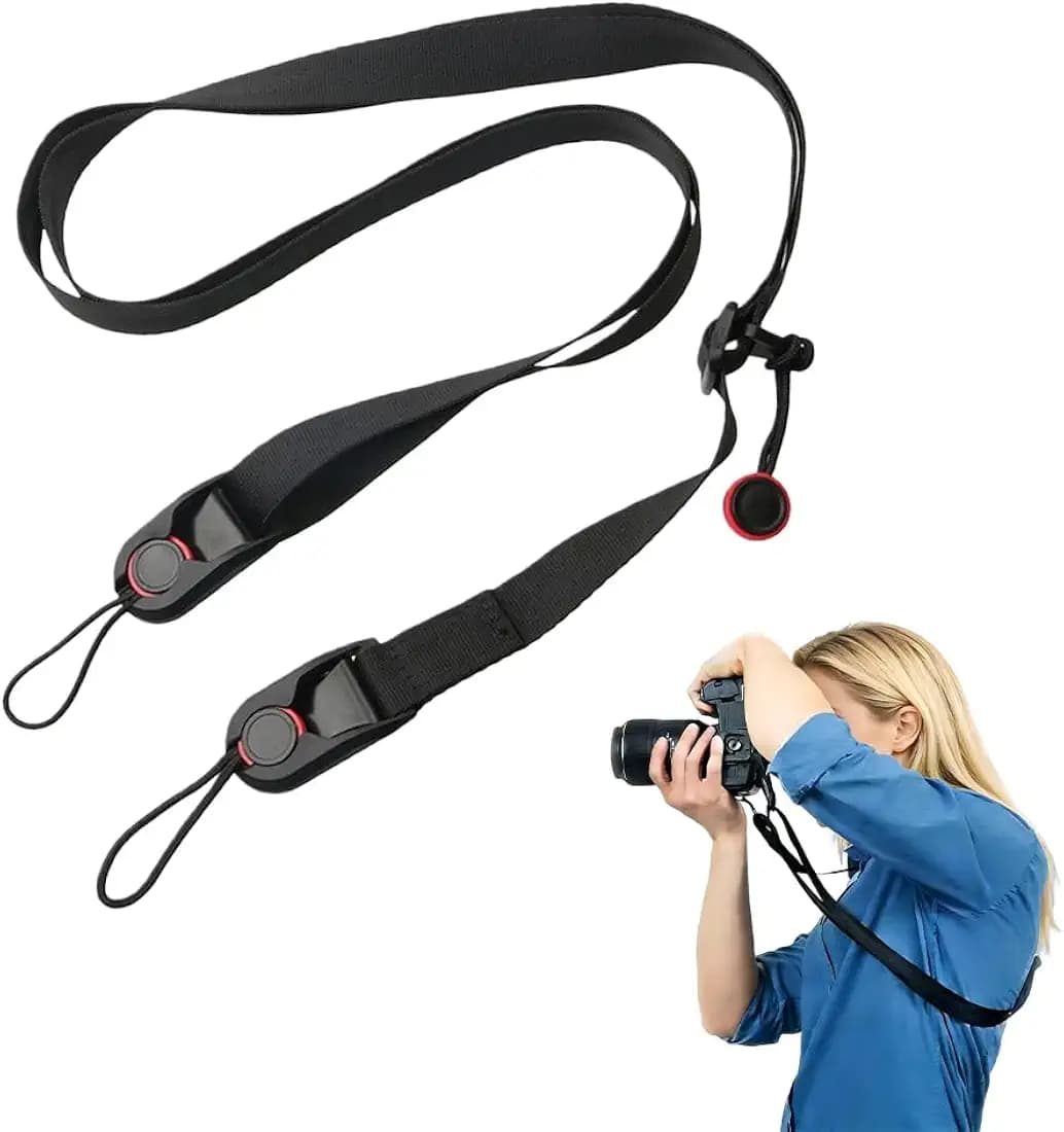 BowieMall Camera Strap, Adjustable Camera Belt, Comfortable Camera Neck Strap with Quick Release Buckle, Camera Shoulder Strap for Travel & Outdoor Photography (Black)