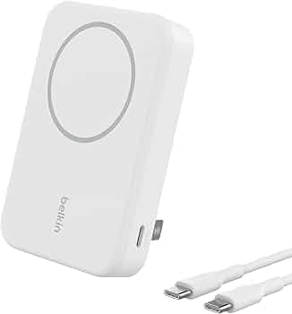 Belkin Qi2 10000 mAh Magsafe Wireless Power Bank | 15W Wireless Fast Charging, Compatible w/iPhone 17, Air, Pro, Pro Max, Google Pixel 10, etc. | 2 Years Warranty | White
