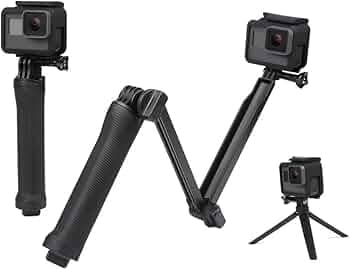 Sounce 3-Way Monopod Grip Tripod Foldable Selfie Stick, Stabilizer Mount Holder for GoPro Hero 7/6/5, SJCAM SJ6, SJ7, SJ5000, Yi and All Action Cameras