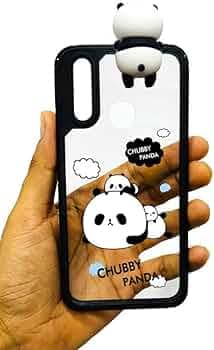 RM Protective Phone Case for Vivo U 10, Black Bumper Frame, Cute 3D Cartoon Design with Decorative Panda Figure (PC & TPU)