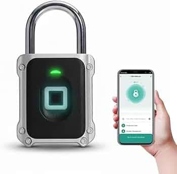 LAVNA Smart Biometric Padlock with 2-Way Access: Fingerprint, Mobile App, IP67 Waterproof for Doors, Highly Durable, Bags, Suitcase, Garage, Cabinet, Warehouse & Shutter (Medium), Silver