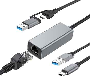 Super-Speed USB 3.0 + Type-C to RJ45 Gigabit Ethernet Adapter I 10/100/1000 MBPS Network LAN Speed I for Laptop, Desktop, Gaming Console,Chromebook and MacBook I Plug & Play I Fully Metal Body