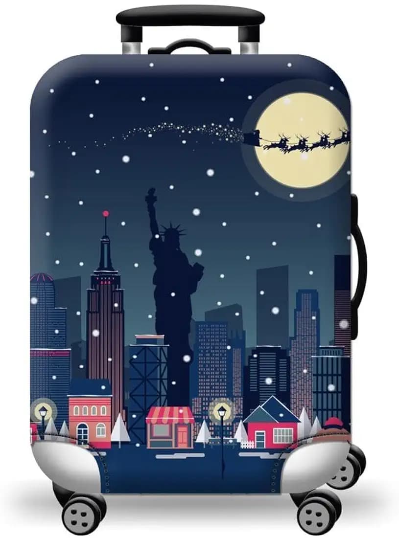 Handcuffs Luggage Cover Trolley Travel Covers, Washable Dust Proof Anti-Scratch Suitcase Protector (Newyork-Night, S (18"-22"))