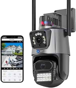 Maizic Smarthome Supercam TwinView 5+5MP FHD Dual Lens WiFi Outdoor CCTV Camera | Dual Screen | Color Night Vision | Motion Detection | Two-Way Talk | IP66 Waterproof | 128GB SD Support