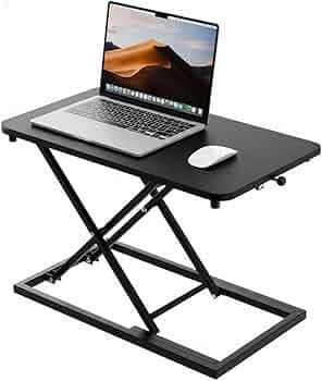 TARKAN Wood Standing Desk Riser, Height Adjustable Sit to Stand Desktop Workstation Table for Laptop & Monitor (Black)