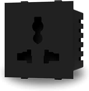 Aziot 6amps Non Smart Modular Socket | Glass Touch Fitted | Fits Regular Switch Plates | Made in India (Black)