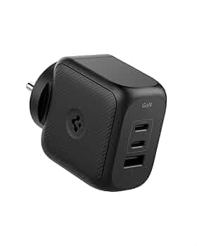 Spigen Fast Charging Adapter, GaN Charger, Total 65w, PD/PPS Support, BIS Certified for iPhone 17/16/15(Pro,Pro Max,Plus), Galaxy S26/S25/S24, iPad, MacBook Air and More (PE2302IN) - Black