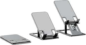 Premium Mobile Stand for Desk | Aluminium Alloy Adjustable Height & Angle with Foldable & Compact Design for Work, Yoga, Teaching, Gaming | Tablet & iPad Holder for Office Work Table (Grey)