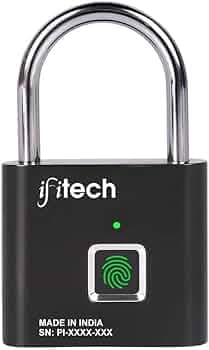 IFITech Smart Fingerprint Padlock, Biometric Keyless Lock with 20 Fingerprint Storage, Rechargeable Password-Free Security Lock for Gym & School Lockers, Luggage, Home, Office (Small - Black)