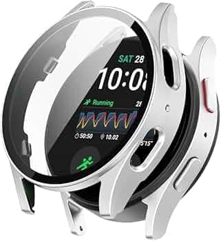 Oboe Screen Protector PC Case 44mm Cover 'Compatible with' Samsung Galaxy Watch 7 44mm Watch (Silver) [Watch NOT Included]