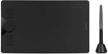 HUION HS610 Drawing Tablet 10x6.25 Inches Graphics Digital Tablet Tilt Function Battery-Free Stylus 8192 Pen Pressure with Touch Ring and 12 Shortcut Keys Support Android Windows MACOS, Black