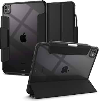 Spigen Ultra Hybrid Pro for iPad Pro 11inch M5/M4 (2025/2024) Full Cover Folio Case with Built in Pencil Holder, Trifold Stand, Auto Sleep/Wake - Black