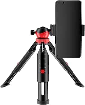 Amazon Basics Portable & Flexible Mini Tripod with Mobile Holder & 360 Degree Ball Head | for Smart Phones, Compact Cameras, Gopro (Black)