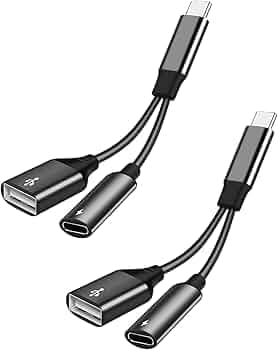 USB C OTG Adapter with Power, USB C to USB Female with 60W PD Charging OTG Adapter for Samsung S21/S20/S20+/Note 10+, iPad Pro, Google Chromecast with Google TV, Android LG V40 30, Dell XPS-2 Pack